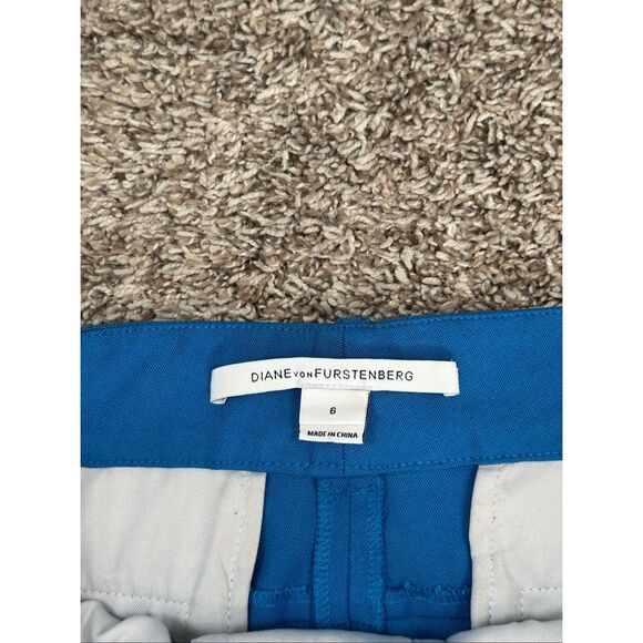 Diane Von Furstenberg Blue Gian Wool Blend Slim Skinny Trouser Pant Zip Ankles 6 - Picture 4 of 14